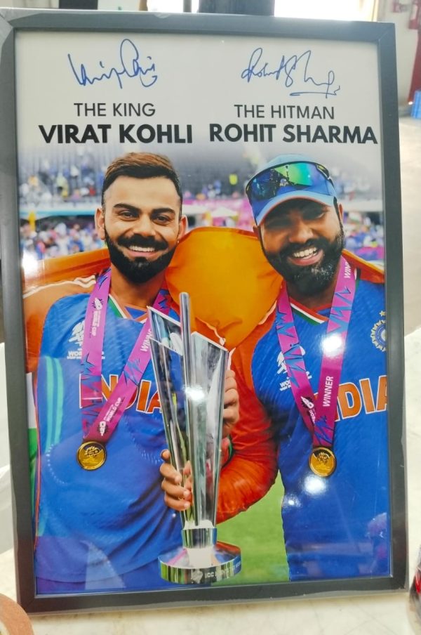 Virat Kohli World Cup T20 Poster Indian Cricket Photo Framed Size 33X 48 Cm