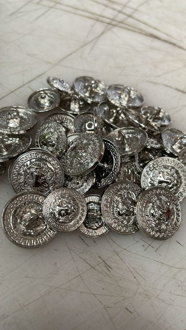 Silver Brass Sew Button 35 Pcs