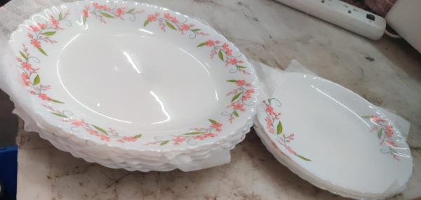 Velox White Printed Dinner Plate 9 Pcs