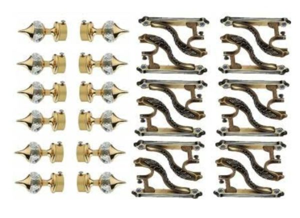 Walkers Decor Gold Curtain Knob Curtain Rods Rod Rail Bracket Metal Pack Of 12