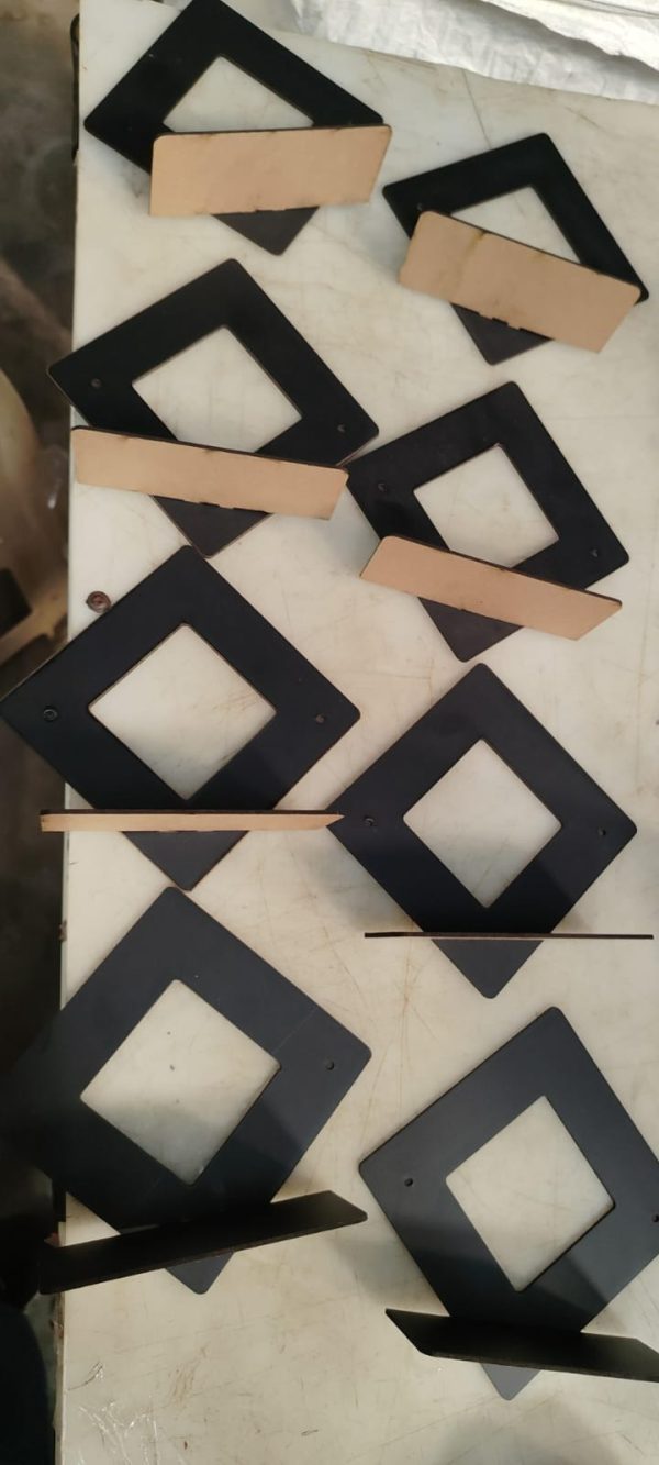 Wooden Wall Hanging Decoration Black Set Of 8