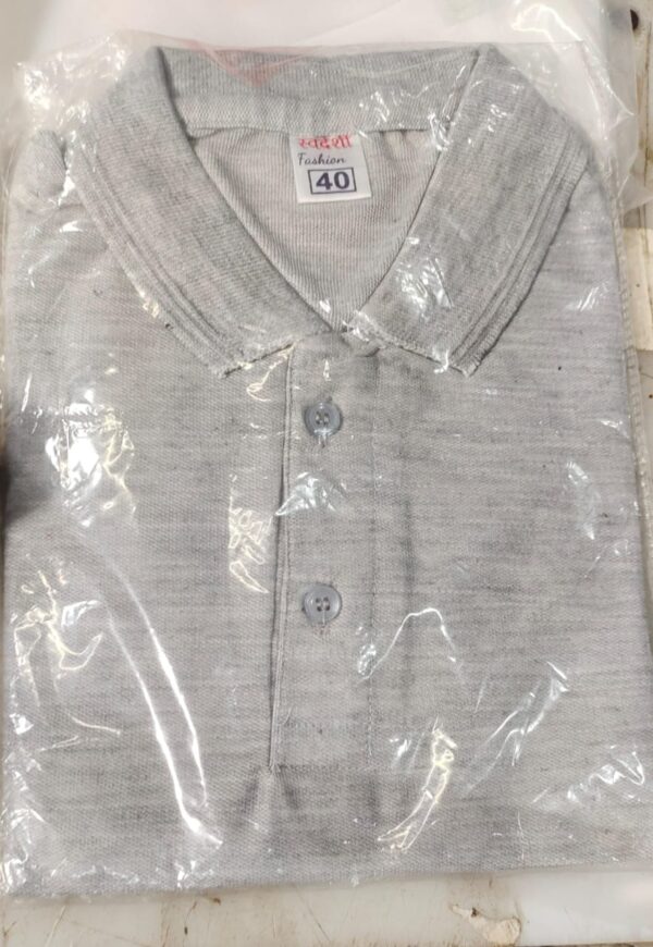 Mens Polo Shirt Grey Colour Size 40