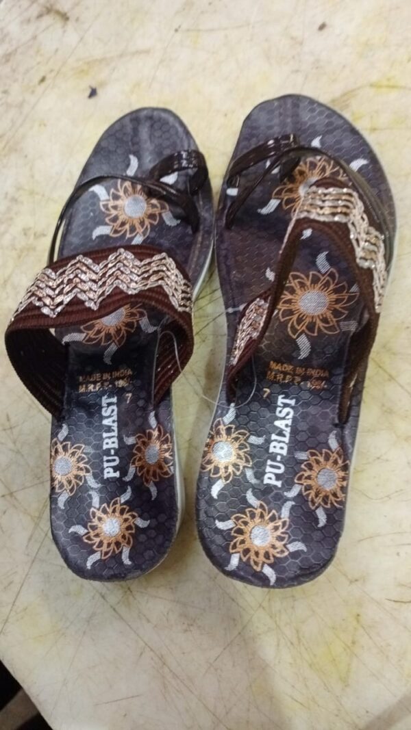 Flower Printed Brown Colour Women Slipper Size 7