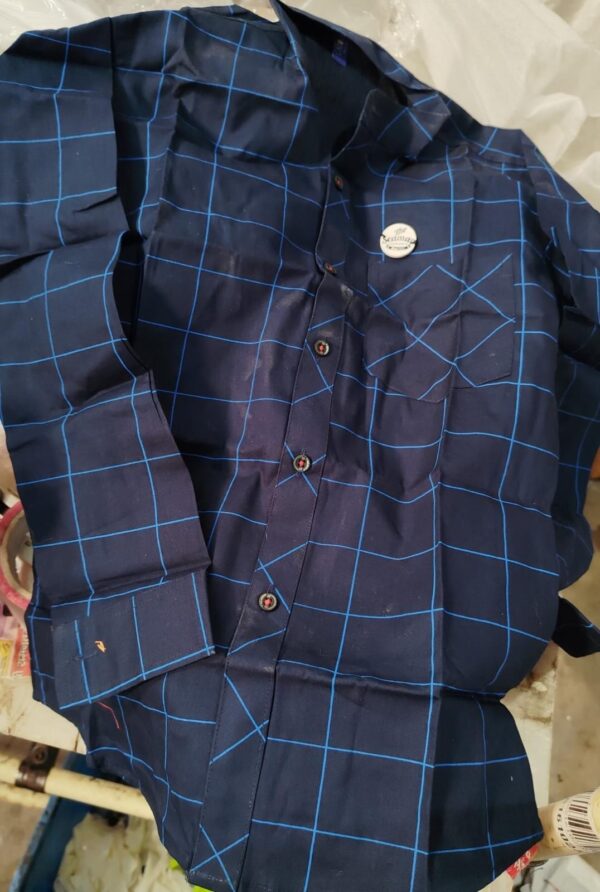 Navy Blue Checked Shirt For Kids Boy Size 34