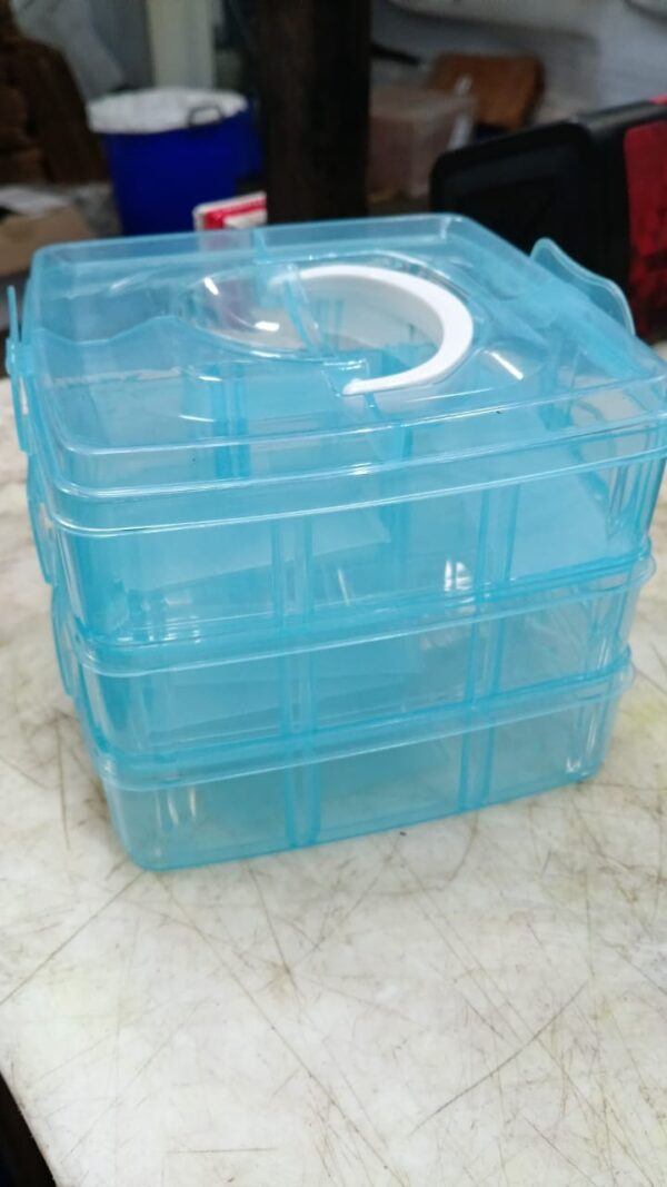 3 Tier 18 Rectangular Plastic Sections Transparent Stackable Adjustable Compartment Slot Craft Storage Box