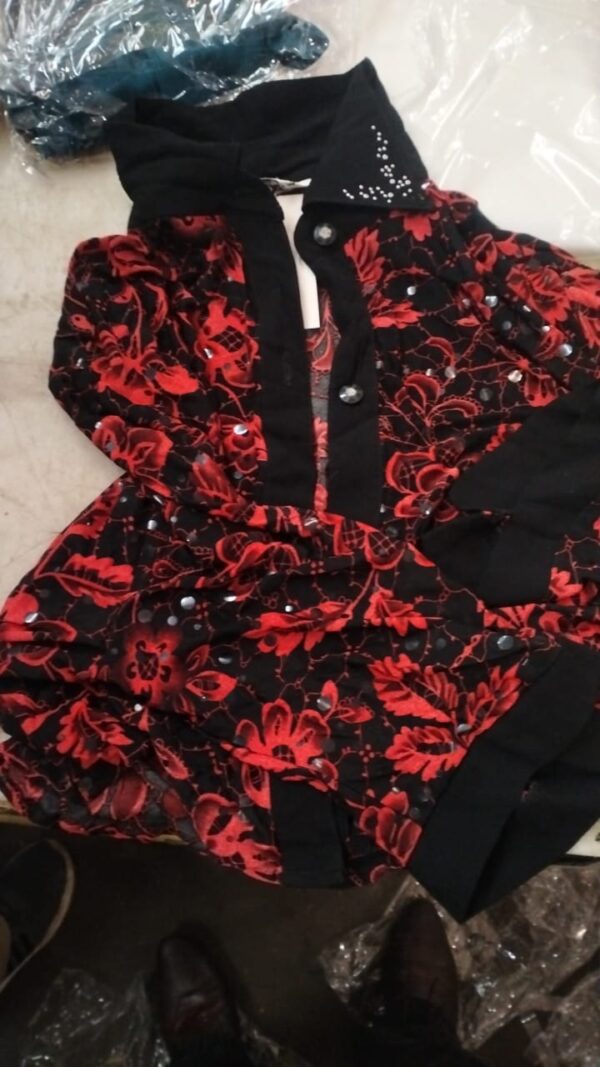 Girl Black Red Printed Top Size L