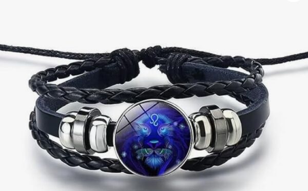 New Guardian Bracelet Black Leather Bracelet Adjustable Leo Zodiac Bracelet