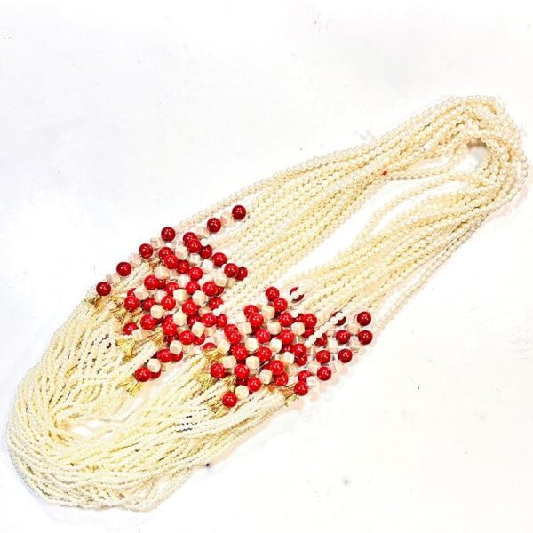 Private Label 12 LINE LONG MALA WHITE COLOR STONE