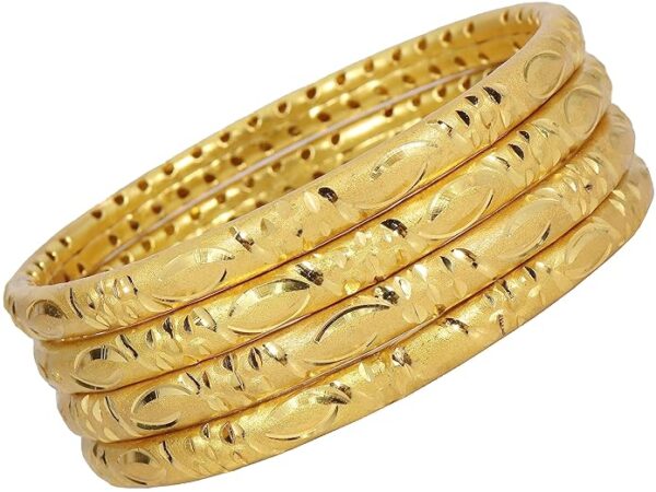 Private Lable Brass Metal with Gold Plating Bangles Set For Women s Girls Pack of 4 Size 2 4