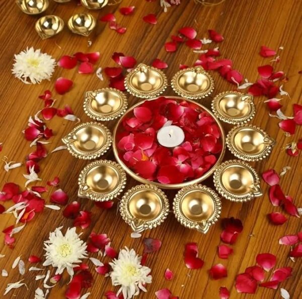 Private Lable 10 DIYAS Metal Decoration Bowl for Diwali Decoration T Light Holder