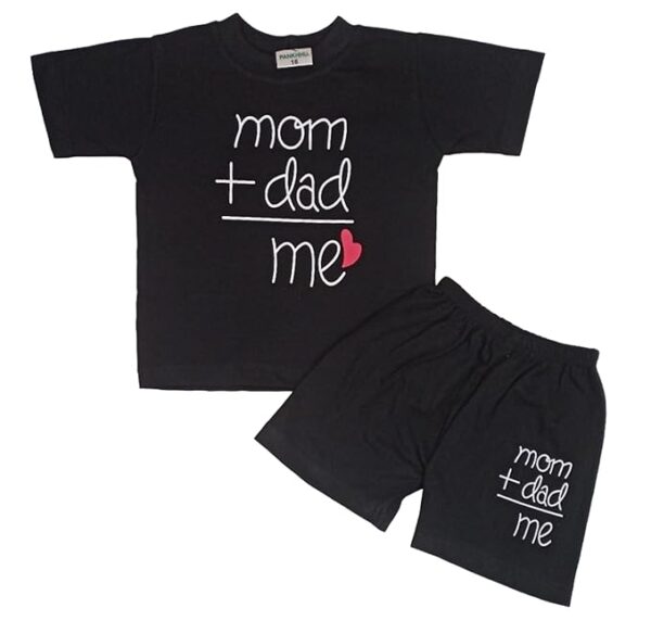 Private Label kids clothing set in half sleeve mom dad printed BLACK COLOUR SIZE 15