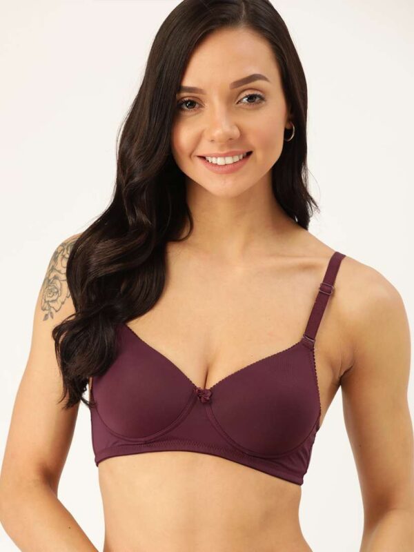 Dressberry Solid Full Coverage Lightly Padded Push Up Bra Dark Rose Size 32B