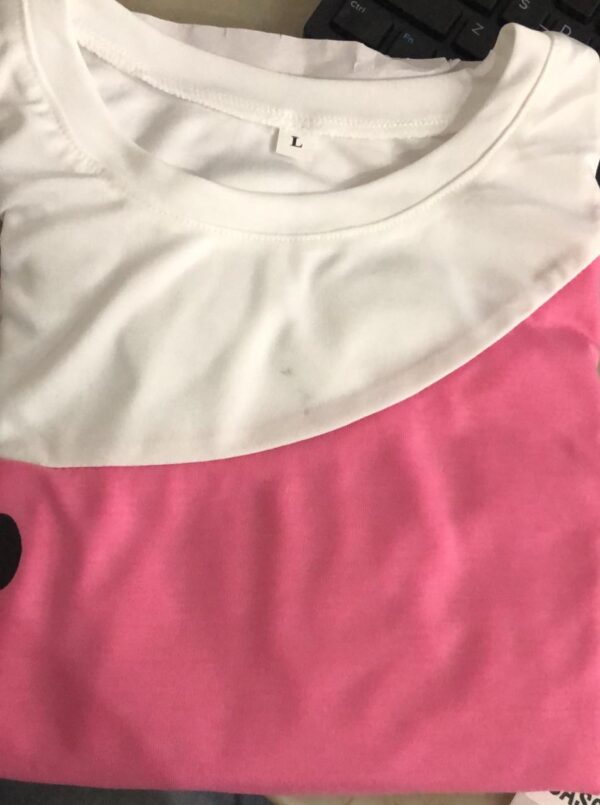 T Shirt For Women Colour Pink White Size L