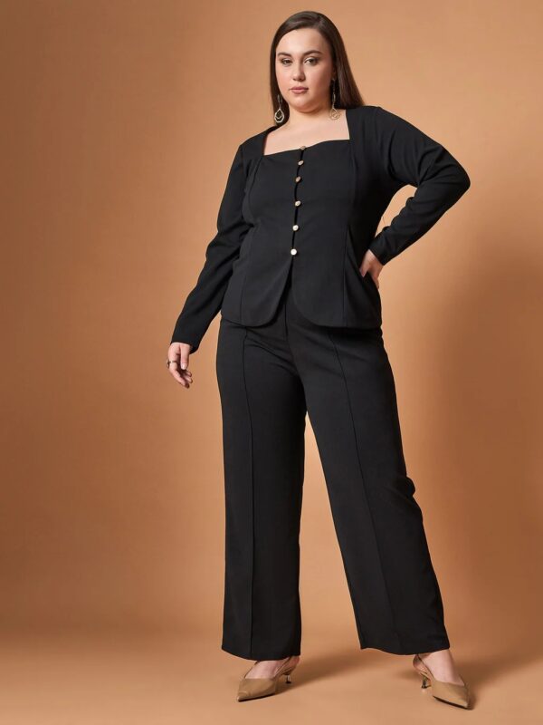 Sassafras Style Black Front Button Top With Straight Pants Size 4Xl