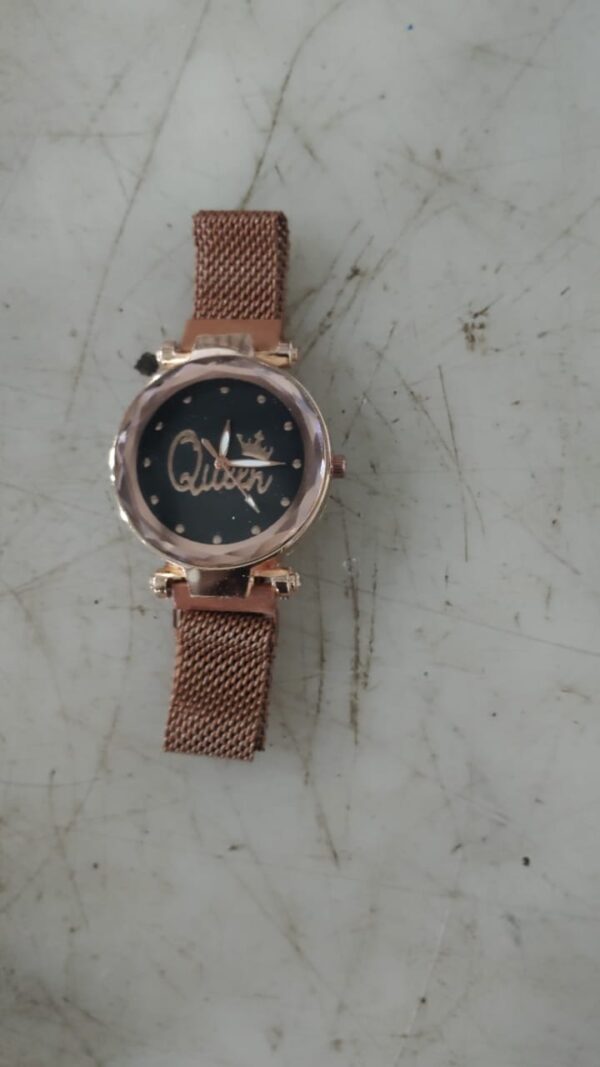 Women Watch Gold And Brown Printed