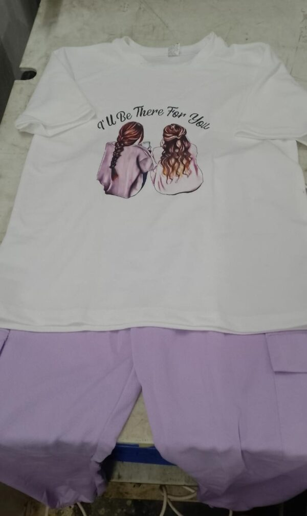 White T Shirt Purple Lower For Kids Girl Size 13 Year