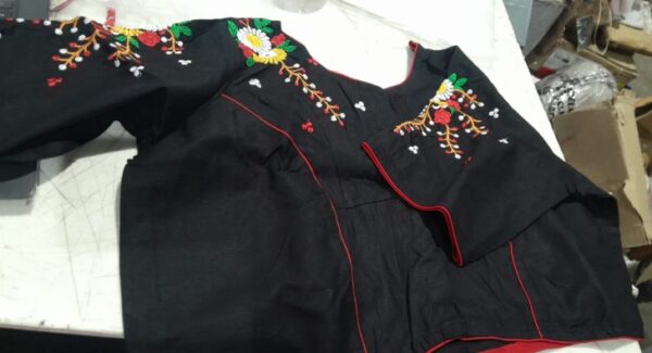 Womens Embroidered Blouse Black Size 42