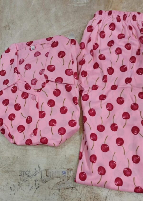 Cherry Printed Night Suit For Women Pink Size Xxl