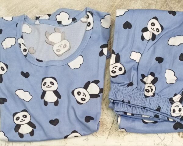 Panda Print Night Suit For Women Blue Colour Size Xl