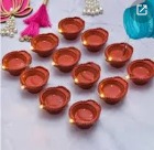 Water Sensor Diya For Home Decoration 12 Pcs Brown