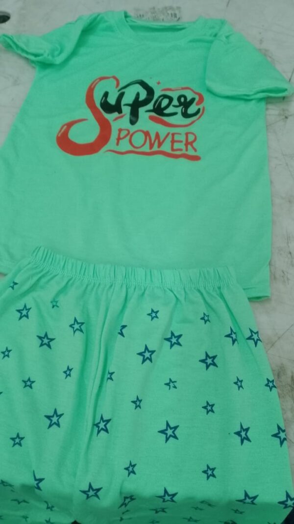 Green Colour Kids T Shirt Lower Set Size 2 Year