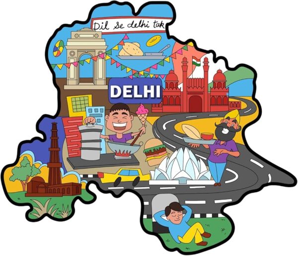 Skywalk India Souvenir Wooden Mdf Delhi Fridge Magnet