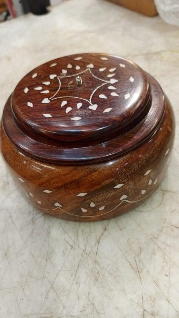 Wood Carver Handcrafted Wooden Dry Fruit White Inlay Box