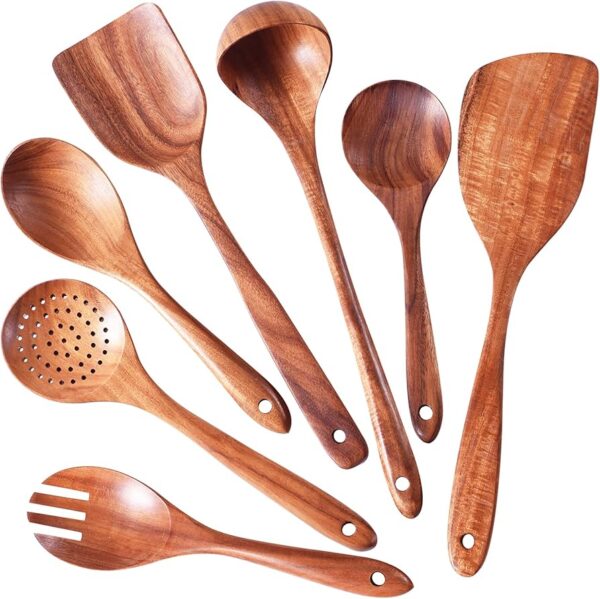 Wooden Kitchen Utensils Set 7 Pcs Wooden Spoons