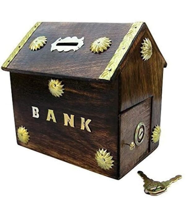 Wooden Handmade Hut Shaped Money