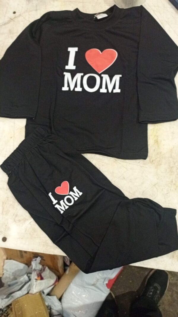 I Love Mom Printed Black Colour Dress Set For Kids Boys Size 2 To 3 Yrs