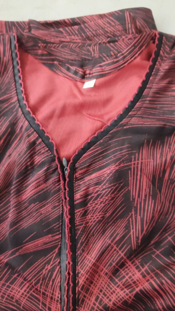 Women Red And Black Color Printed Night Dress Size Xl