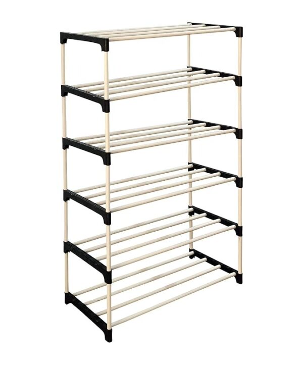 6 Layer Shoe Rack Cabinet Multipurpose Stand Black Connector