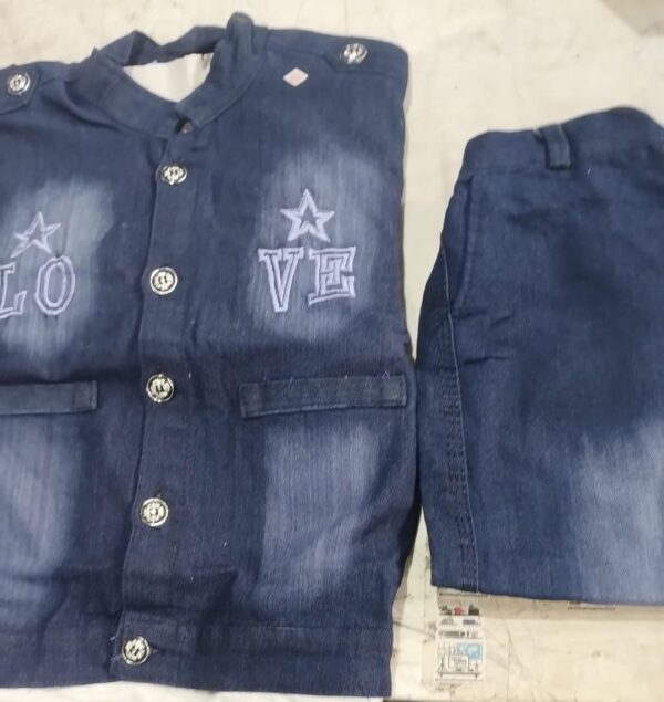 Blue Denim Ethnic Jackets Set For Kid Girl Size 34