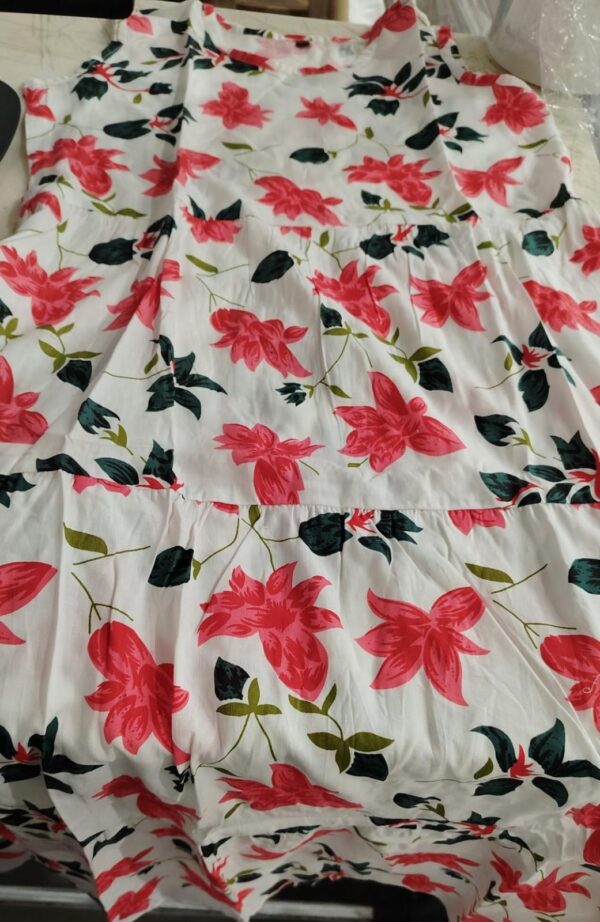 White Flower Printed Dress For Women Size L