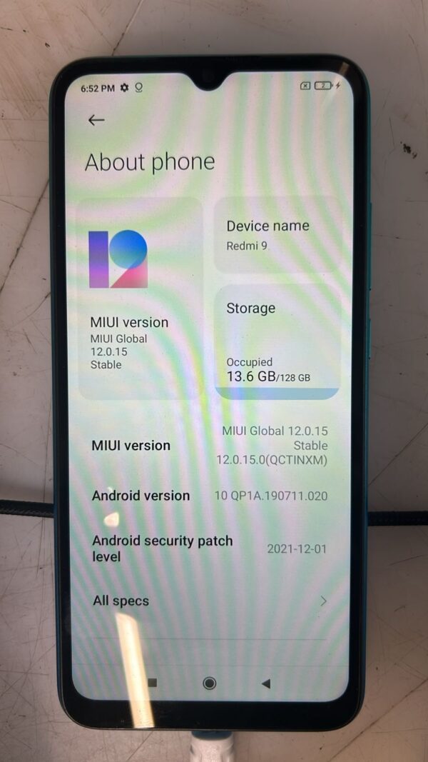 Redmi 9 Blue Color Smartphone 4G 4Gb Ram 128Gb Rom Without Box And Accessories Imei No 864130054994637