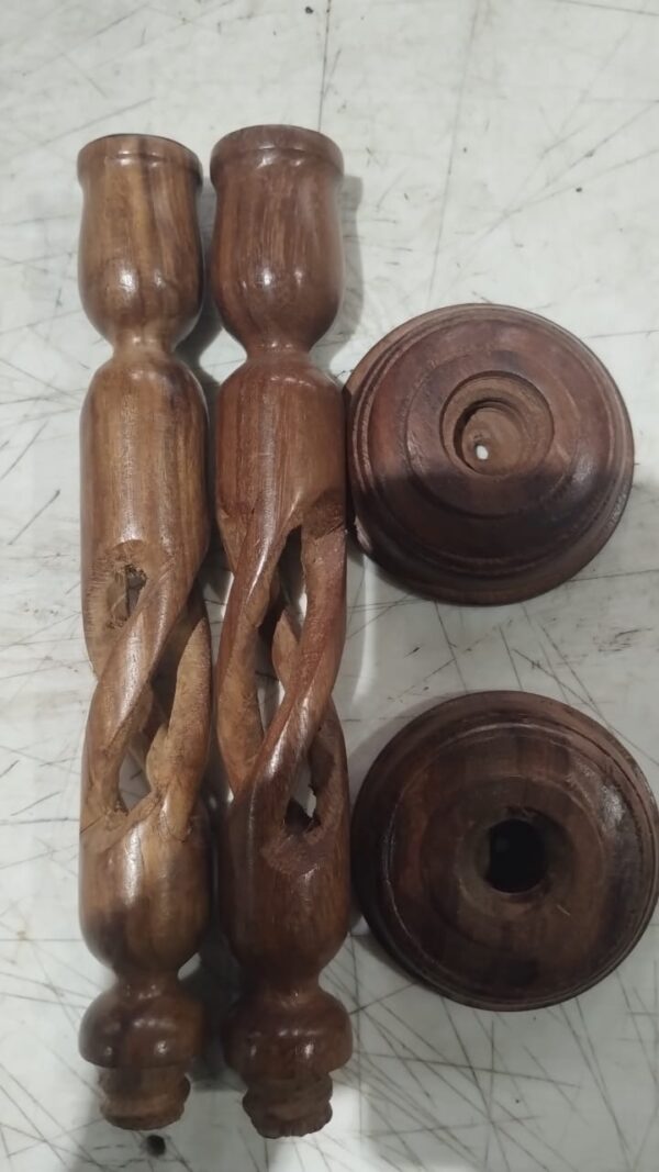 Wooden Candle Stand Set Of 2