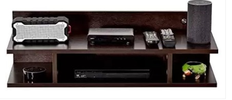 Wooden Set Top Box Stand Wall Mounted Tv Cabinets Wall Shelves Holds Speaker Brown