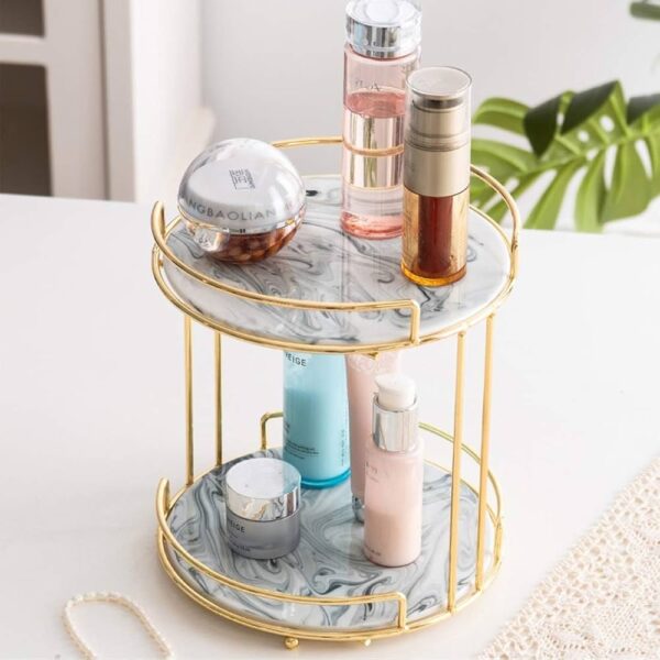 2 Tier Gold Metal Countertop Organizer Multipurpose Storage Stand