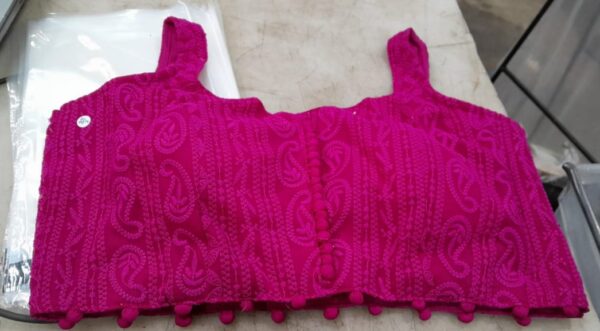 Women Chikan Embroidery Blouse Pink Size Xl