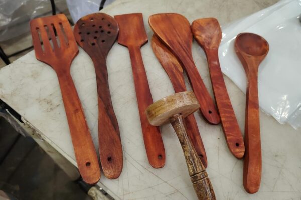 Wooden Spatula Set Of 7 With Potato Masher