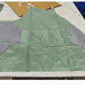 Unisex Green White Cotton Kitchen Chef Apron