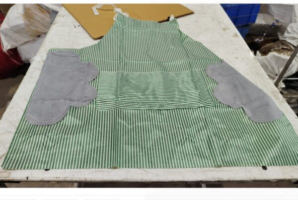 Unisex Green White Cotton Kitchen Chef Apron