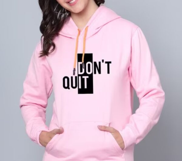 Women Regular Fit Typographic Print Hoodie M Pink Color