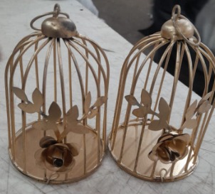 Bird Cage Design Tealight Candle Holder For Home Pack Of 2