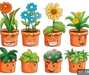 Flower Pots Emoji Design Wallsticker Self Adhesive Sticker 8 Sticker