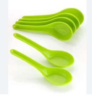 Green Color Soup Spoon Pack Of 6