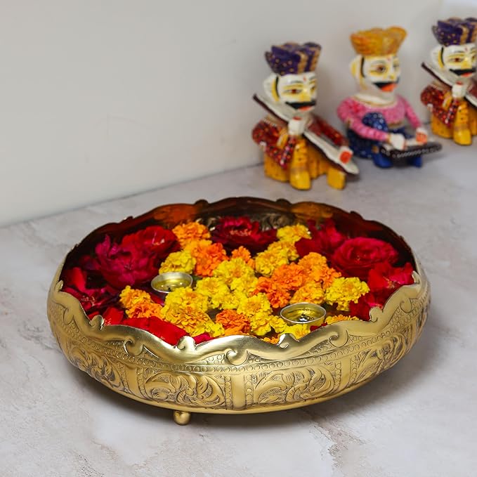 Royal Brass Bowl Intricate Detailing And Opulent Gold Elegance For Your Home