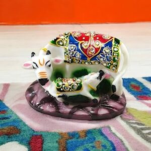 Aurance Elegant Kamdhenu Cow And Calf Resin Sculpture