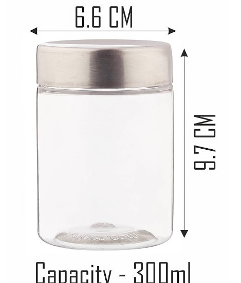 Pearlpet Plus Plastic Transparent Jar Capacity 300 Gm Pack Of 3