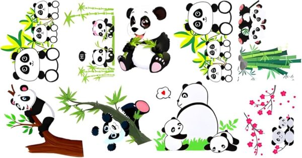 3D Multi Color Decorative Panda Switch Board Sticker